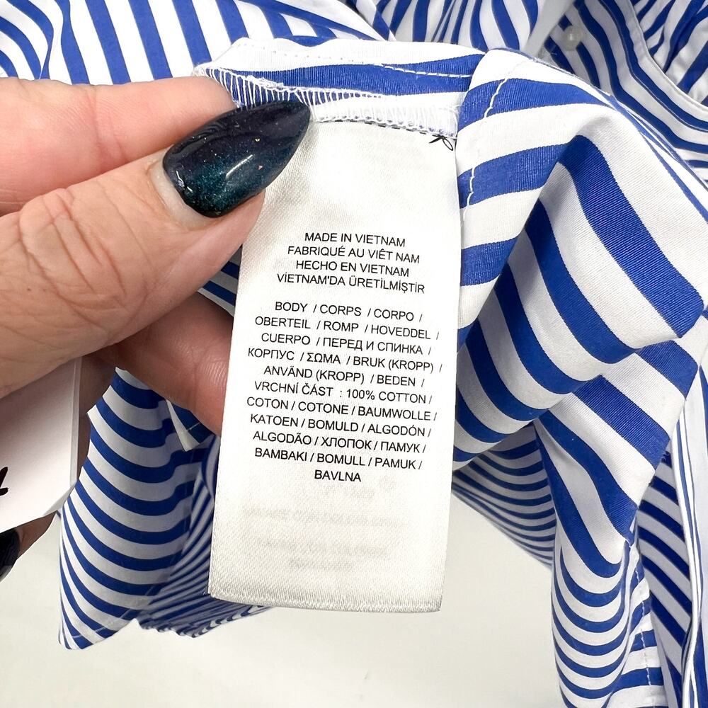 LAUREN RALPH LAUREN Kahwell Shirt Dress Size 10 Blue White Stripe Tie Waist NWT - Picture 12 of 15
